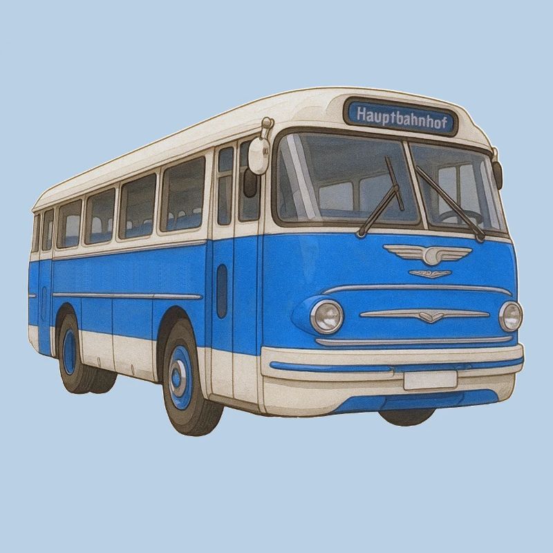Alter blauer Bus