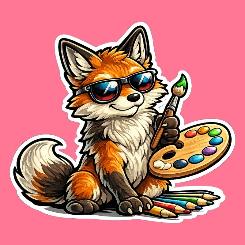 Naughty Fox Painter with Palette