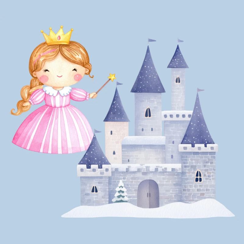 Princesse devant le château de neige