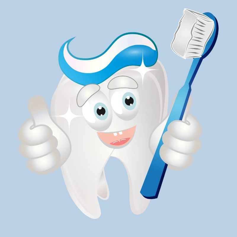 radiant white tooth with toothpaste as a comic