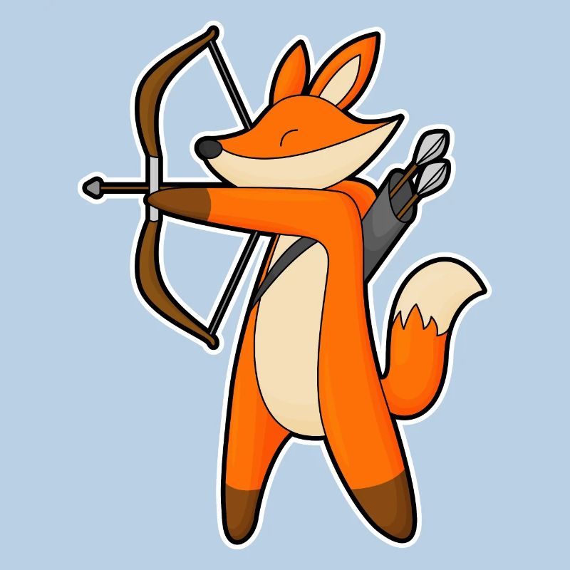 Fuchs als Bogenschütze mit Pfeil & Bogen