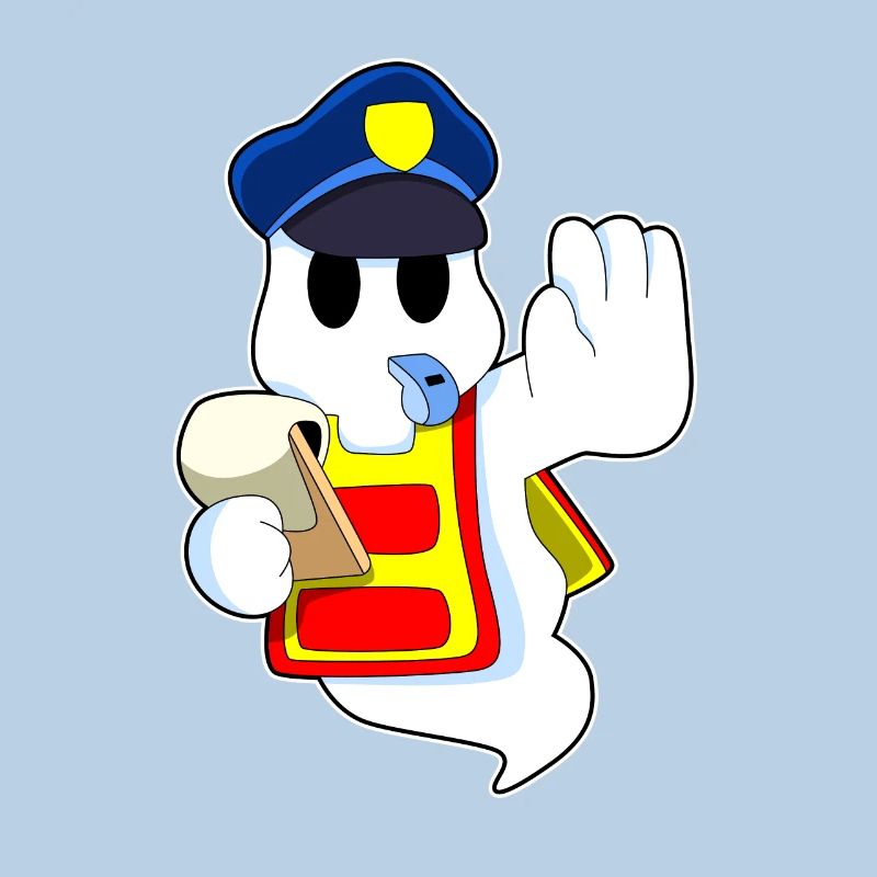 Ghost as a policeman with a pipe