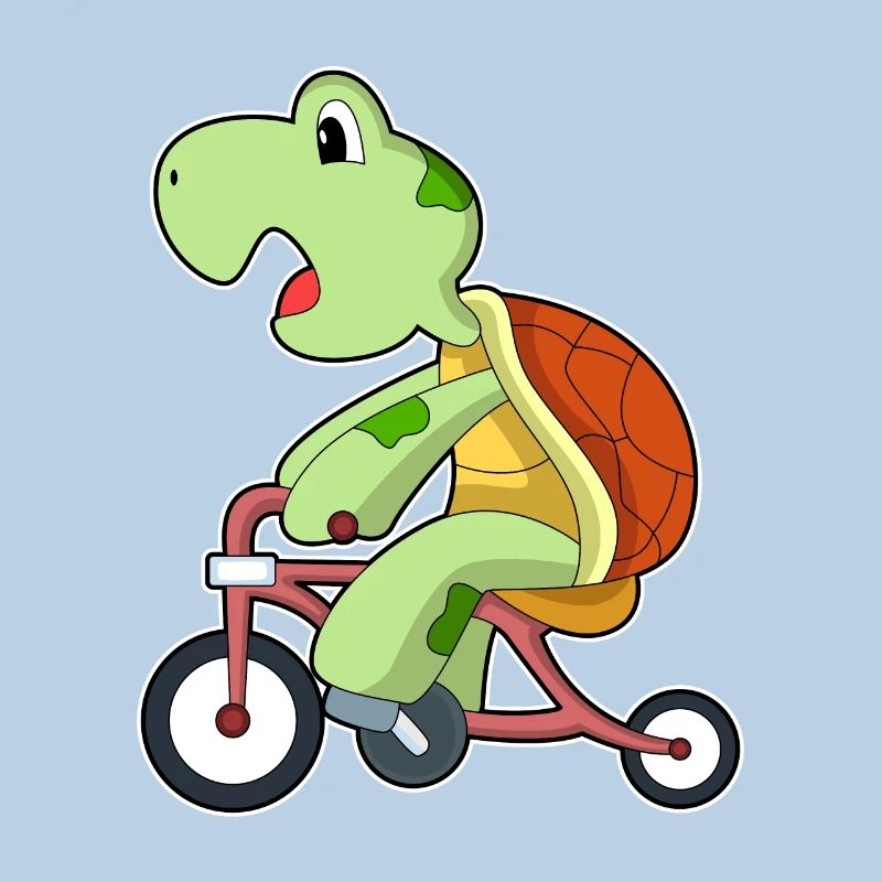 Turtle with bicycle