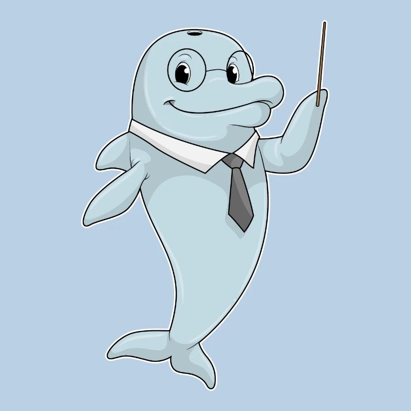 Delfin als Lehrer mit Pointer