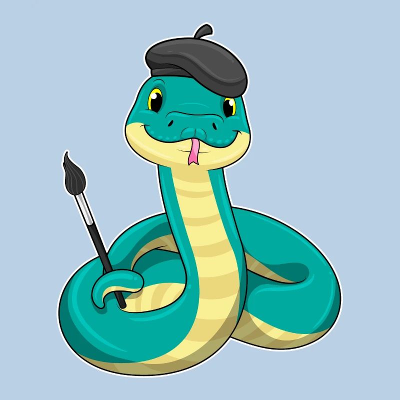 Snake as a painter with a brush