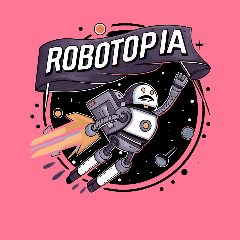 Robotopia Flag-Waving Space Jetpack Robot Art