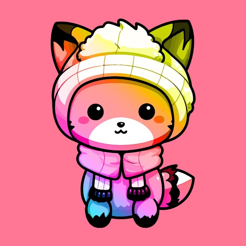 Fuchs Winter Tier Bunt Comic