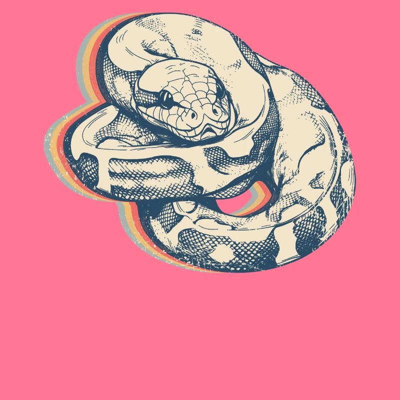 Kugelpython Schlange Retro Line Art
