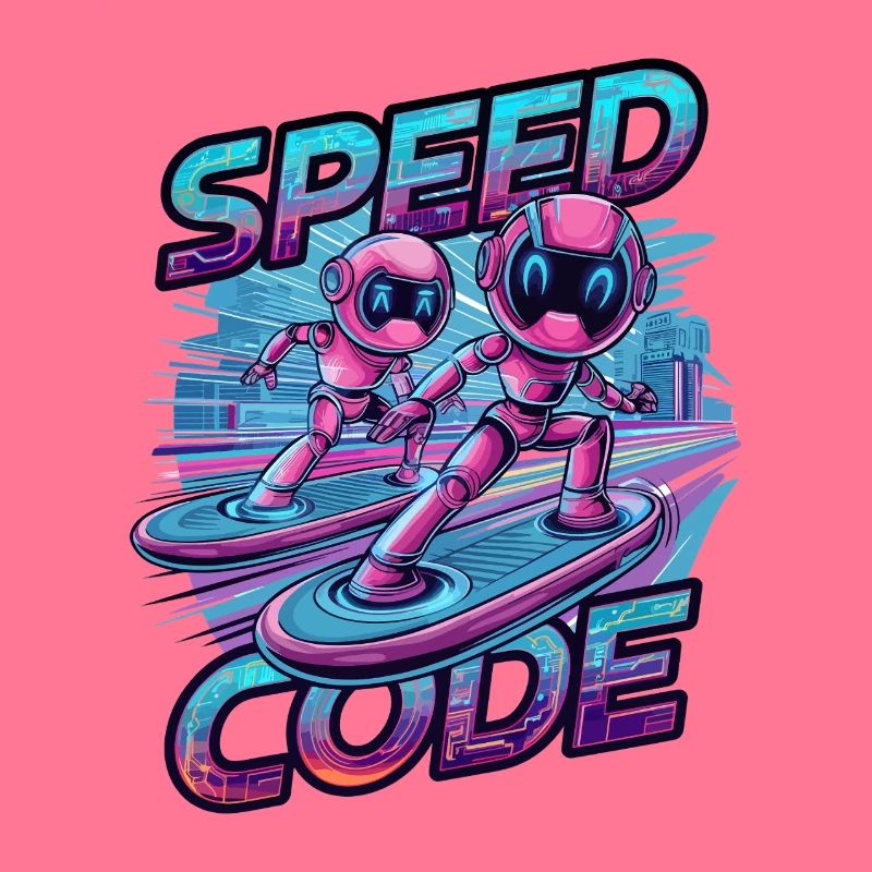 Speed Code Cyberpunk Robot Surfing Tech Art