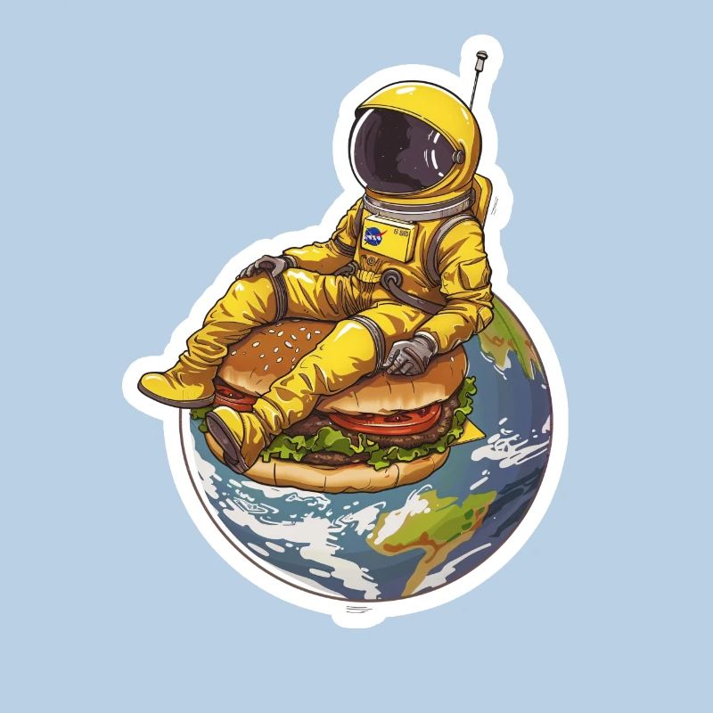 Astronaute doré sur Burger – Design alimentaire spatial