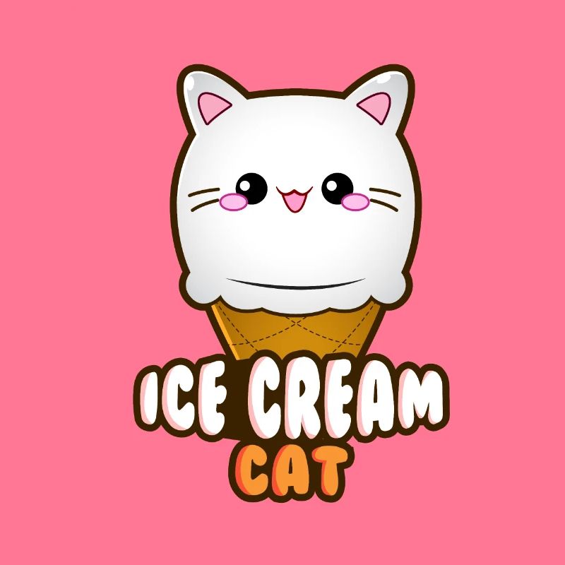 Ice Cream Cat Eiscreme Eis Katze Vanille Eiskugel