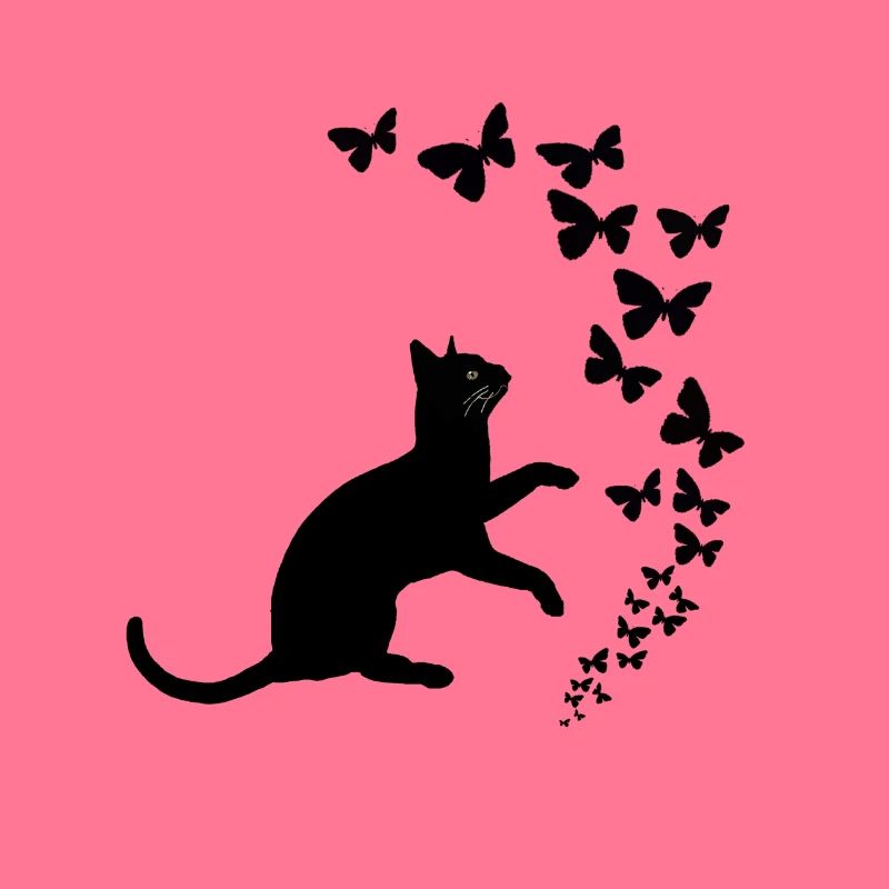 Conception de chat noir et papillons