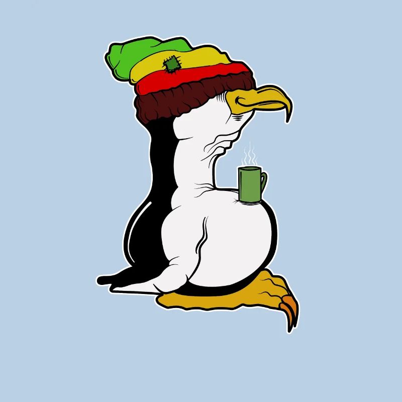 Tux Linux Pinguin Kaffeepause Computerfreak Rasta