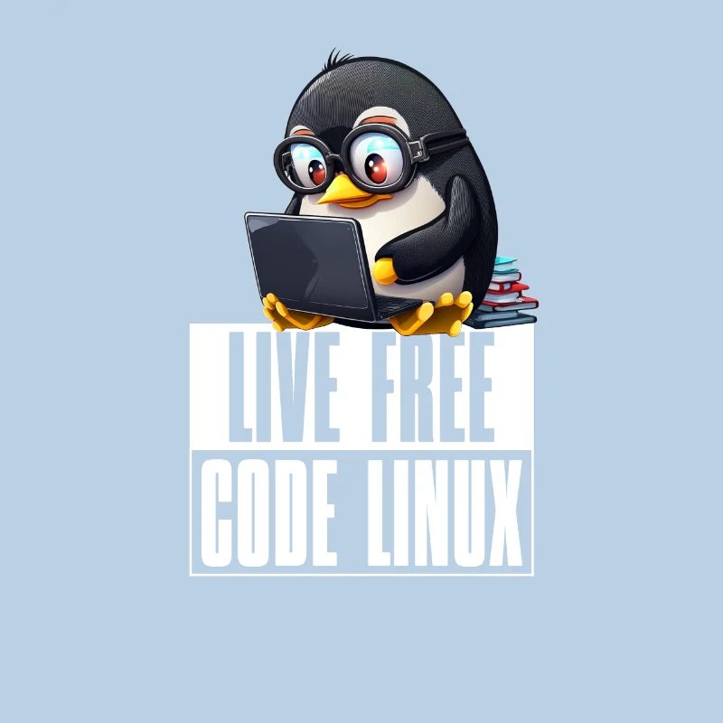 Live Free Code Linux Nerd Tux Nerdy Penguin Coding