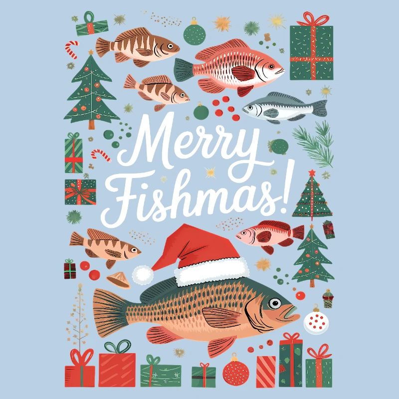 Pulls de Noël Pêcheur Carpe de Poissons Joyeuse