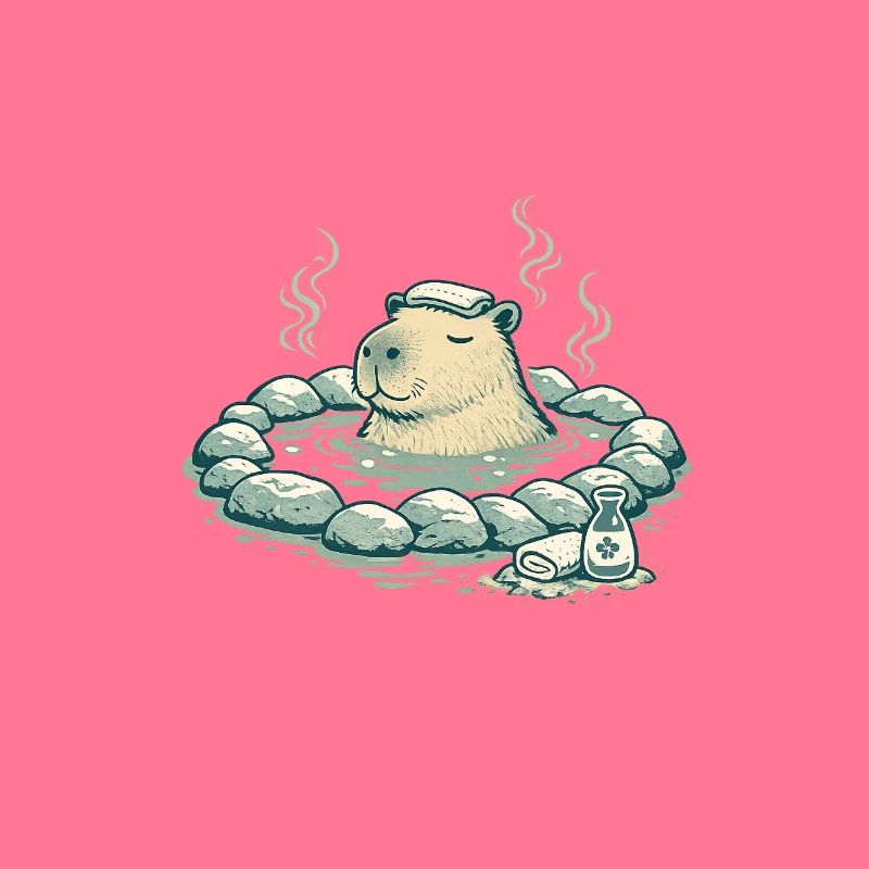 Capybara dans le bain de source