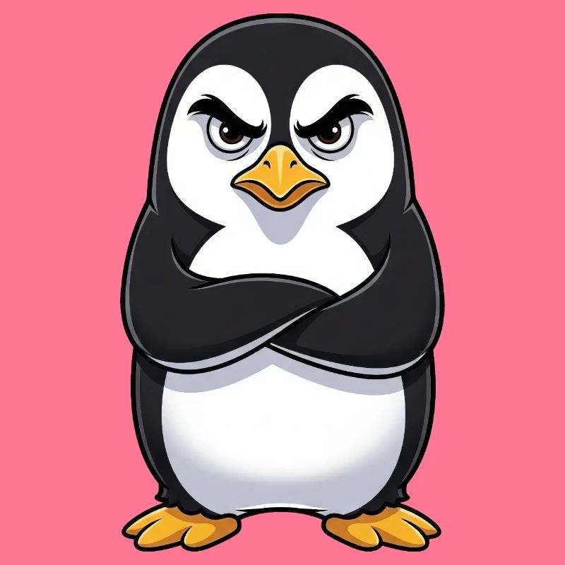 Grumpy Penguin Cartoon Sour Grumpy Annoyed