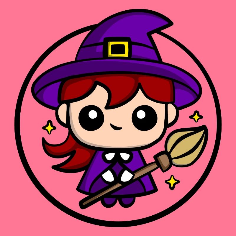 Mignonne sorcière Chibi | Conception mignonne de sorcière d’Halloween