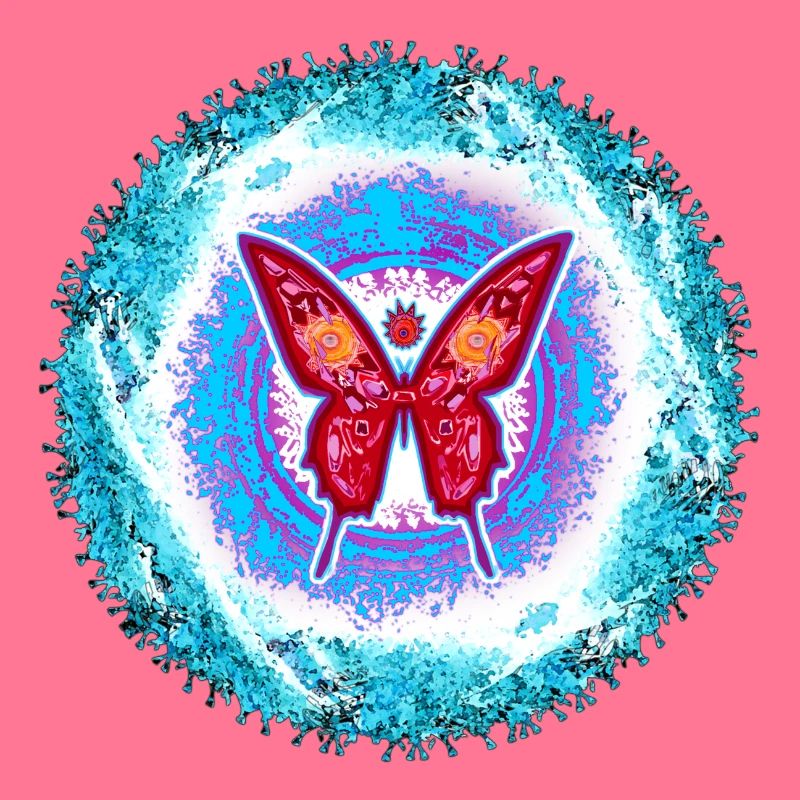 Glowing butterfly with mental pattern
