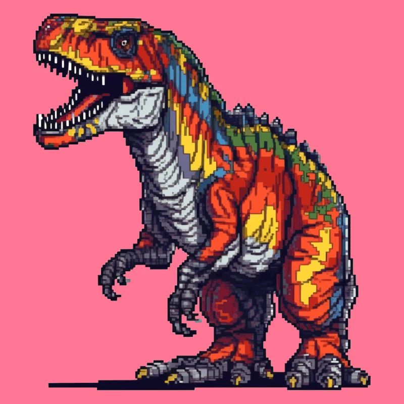Dino in Retro Pixel Grafik 8-Bit oder 16-Bit