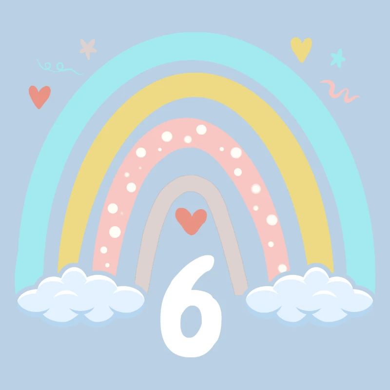 6. Geburtstag Mädchen Regenbogen Boho