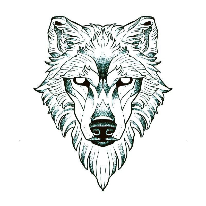 Symmetrical wolf dotwork