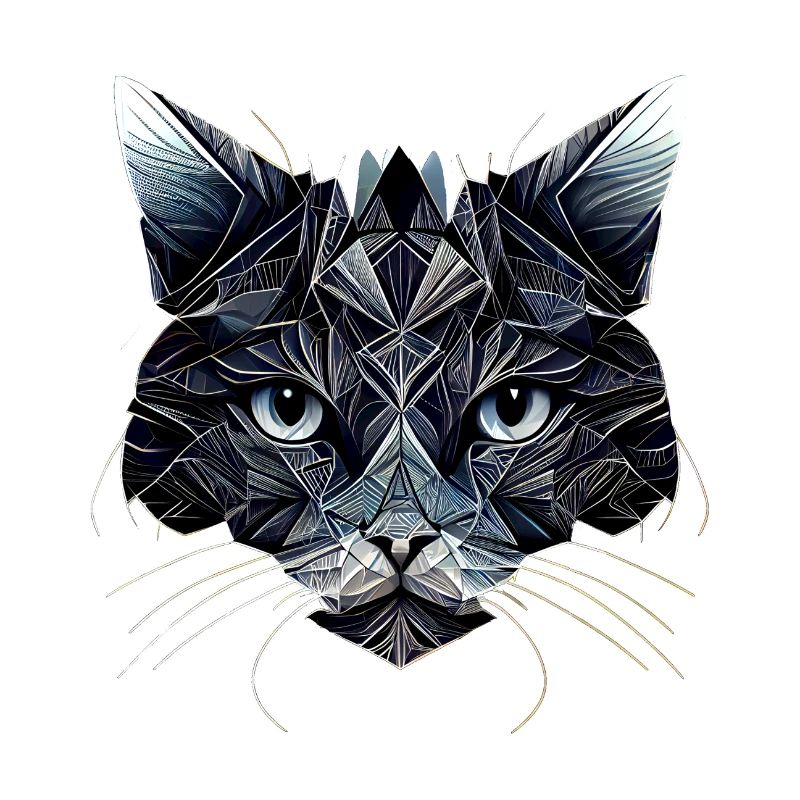 Black cat face with geometric patterns