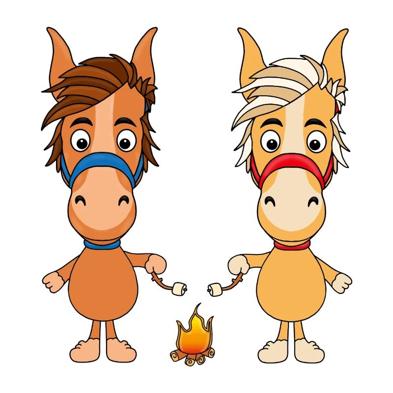 PFERDE - PONY - LAGERFEUER - MARSHMALLOWS - TIERE