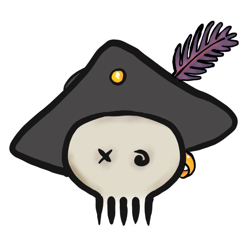 Pirate skull with feathered hat