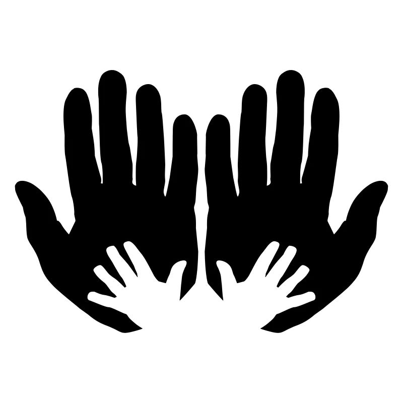 Open parents hands with children's hands