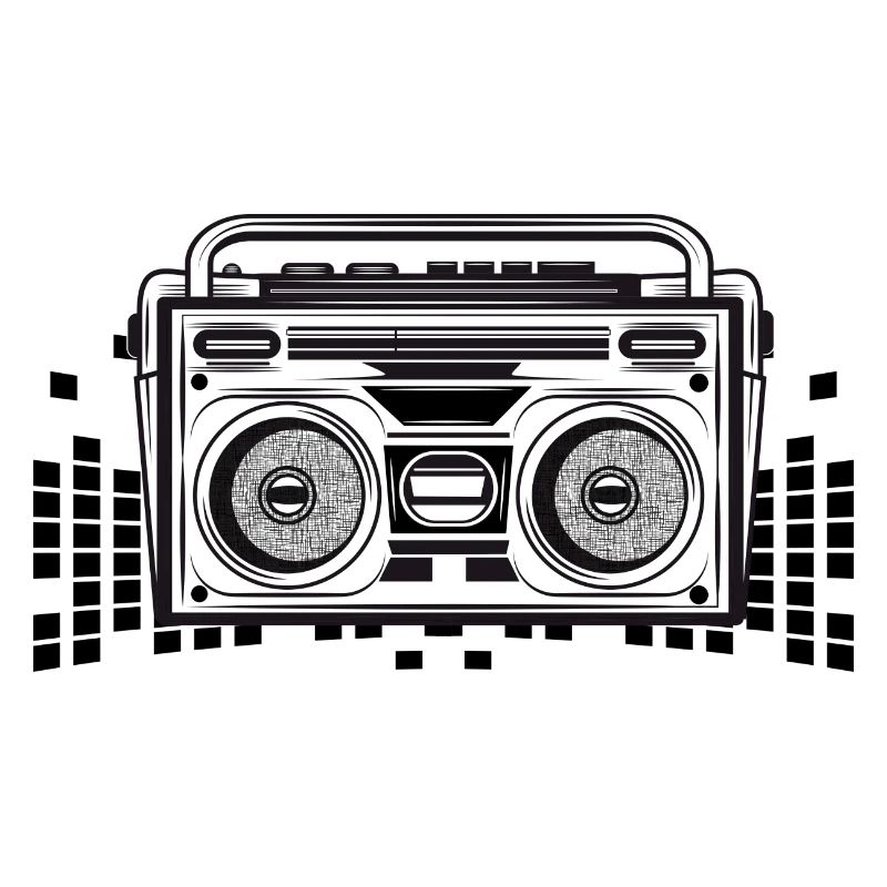 Cassette recorder in 80s stencil look