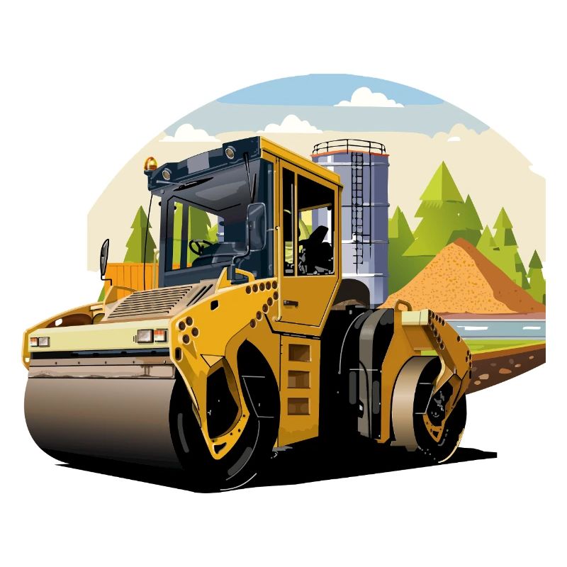 Road roller at work