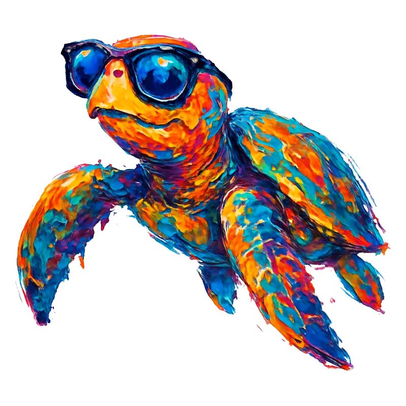 Colorful turtle with sunglasses