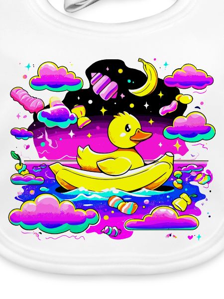 Bunte Quietscheente im Regenbogenboot