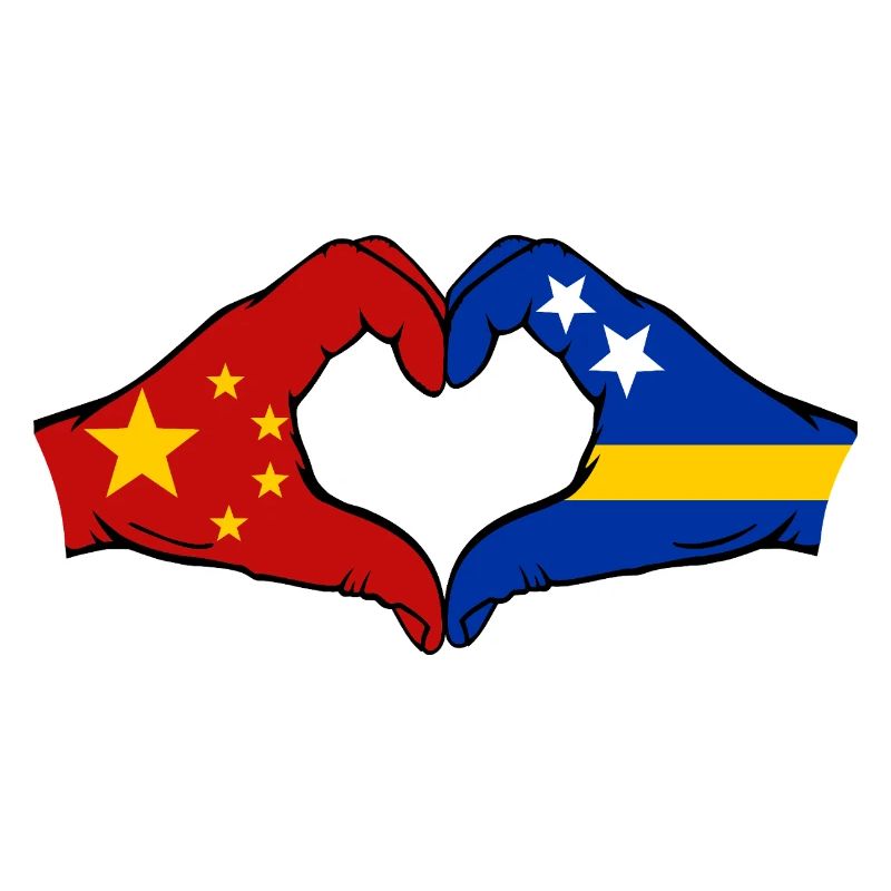 Drapeau de Chine Curaçao Mains en forme de cœur