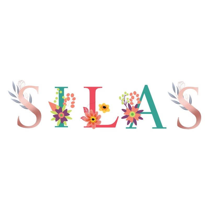 SILAS Name Art avec fleurs brodées