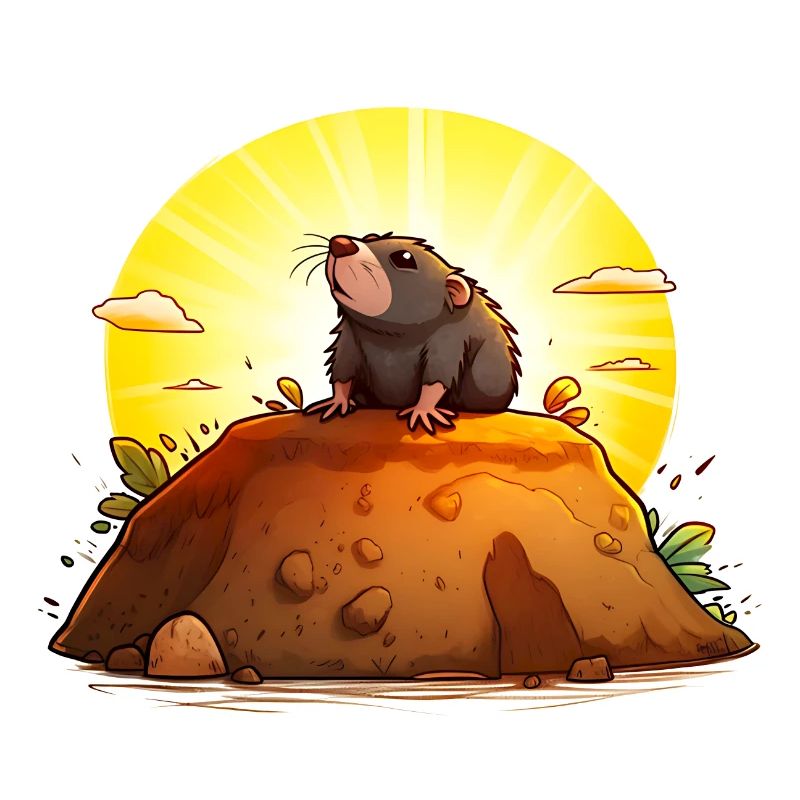 Funny mole on his hill