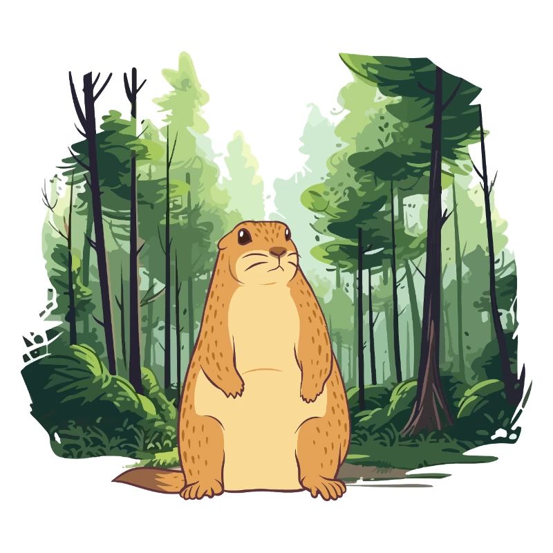 Strong groundhog nature landscape