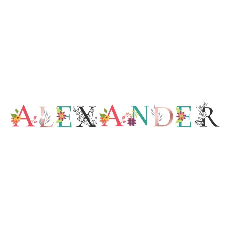 ALEXANDER Nom Art avec fleurs brodées