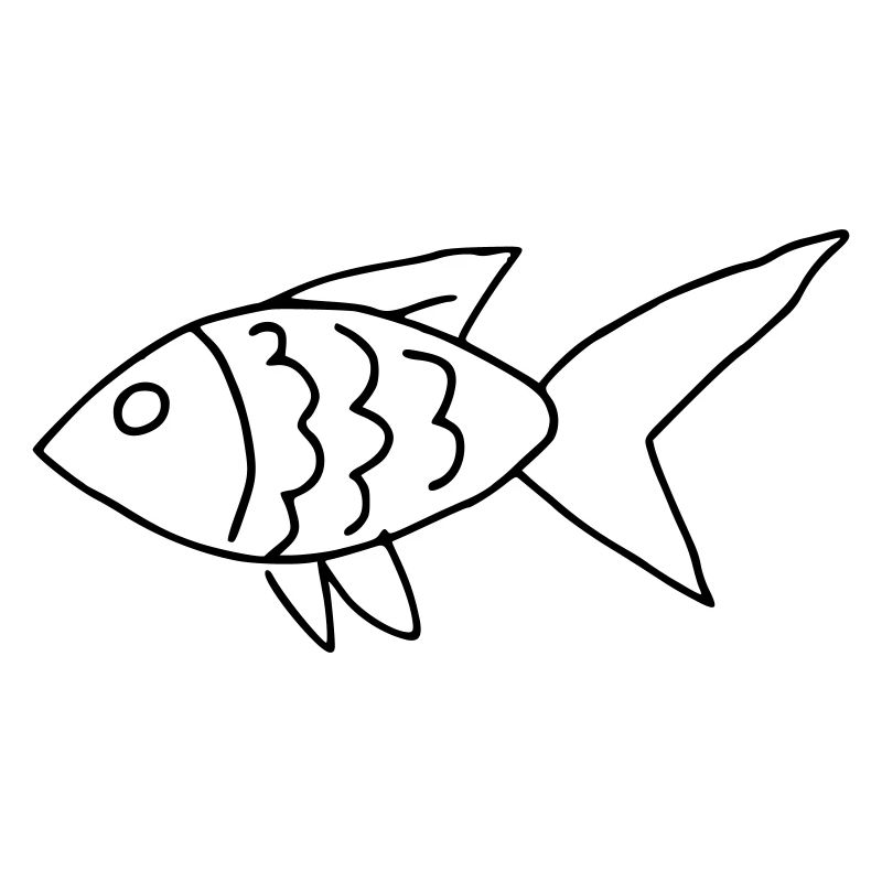 Hand-drawn minimalist children's fish