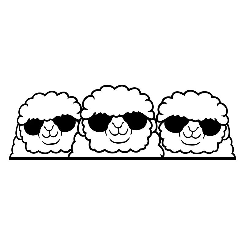 3 DJ Schafe Hinter Zaun Mauer Sonnenbrille Freunde