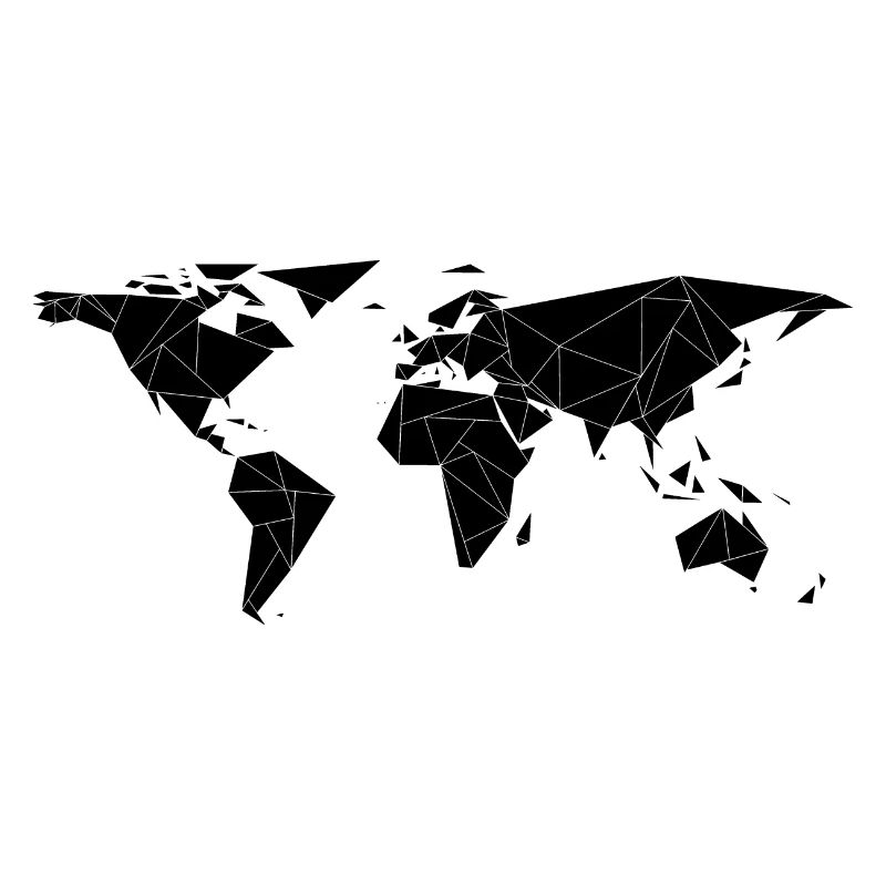 World map geometric black