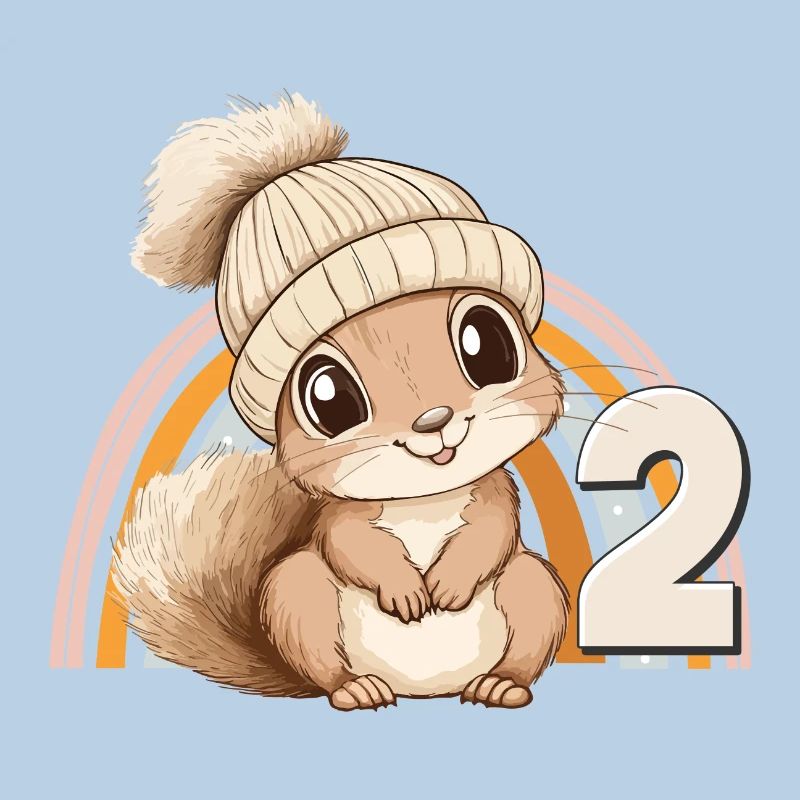 2. Geburtstag Eichhörnchen Regenbogen Süß Niedlich