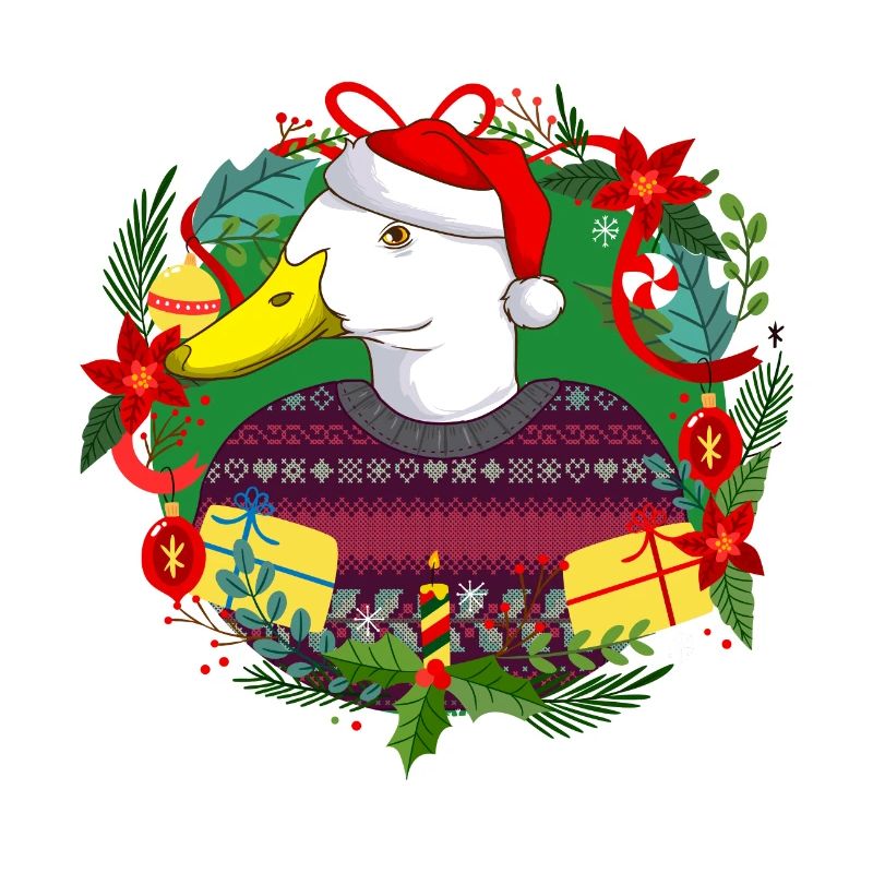 Canard de Noël moche en pull de Noël avec chapeau