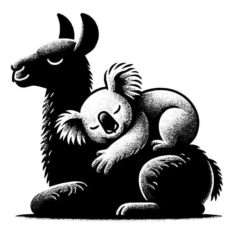 Sleeping koala on a sleeping llama