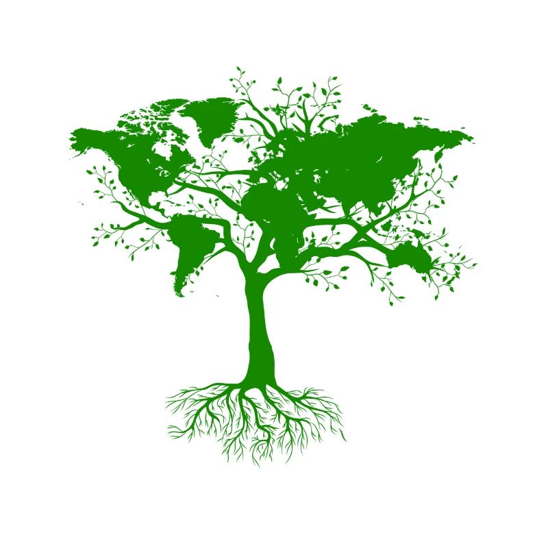 Tree with world maps green