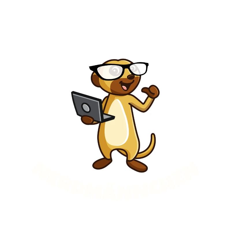 Nerd Erdmännchen mit Brille und Notebook Geschenk