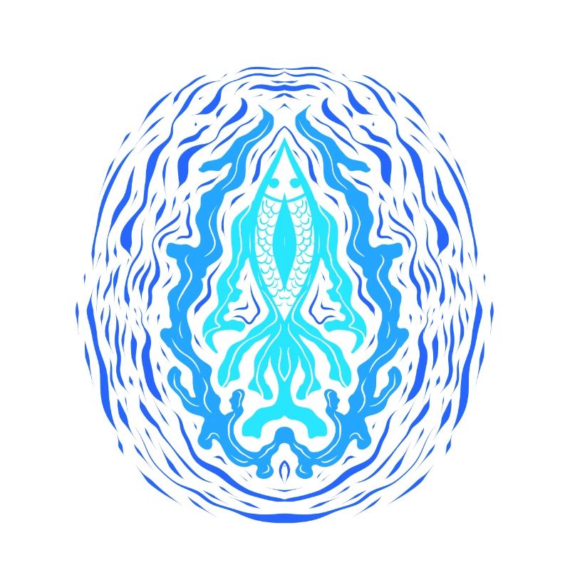 "AQUA" ~ Psychedelic Fish Pattern