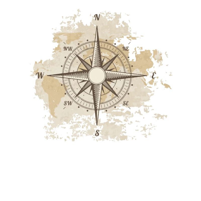Tattered Old World Map Compass