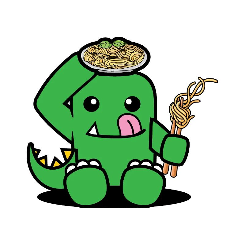 Dinosaurs with spaghetti